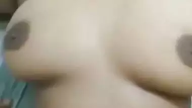Boob press video with fucking of busty Indian girlfriend