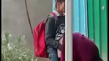 Indian school girl give head outdoor before school and caught on XXX cam